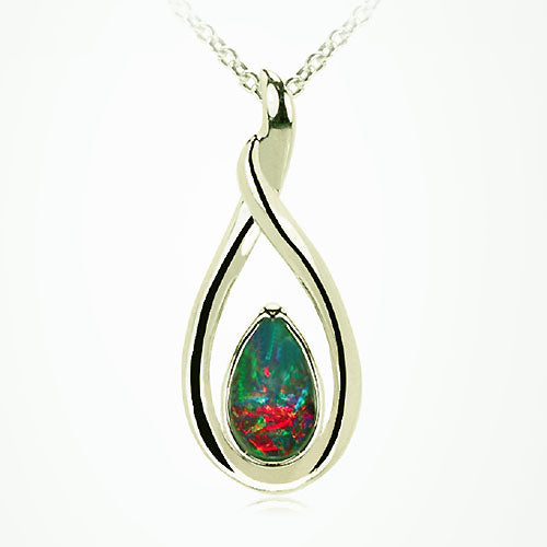 Sterling Silver Triplet Opal Necklace 18k GP OP0078TG