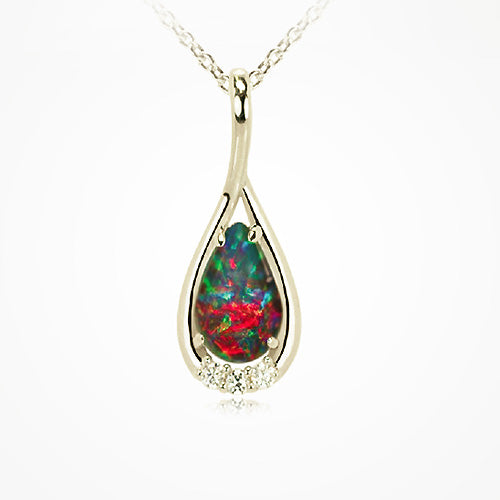 Sterling Silver Triplet Opal Necklace 18k GP OP0083TG 9X6D