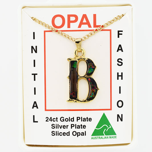 Opal Slice Necklace Yellow Gold Plated OPSP-BG