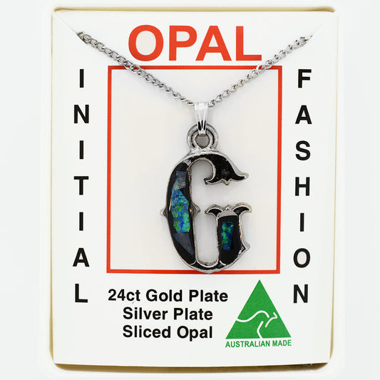 Opal Slice Necklace Silver Plated OPSP-GR