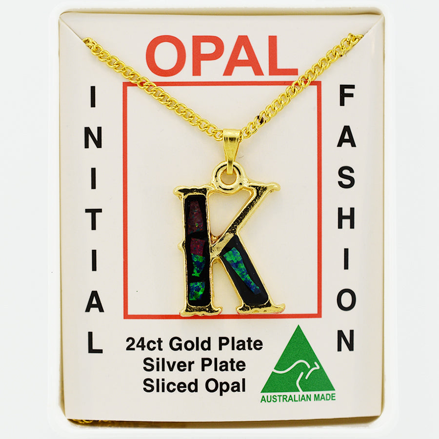 Opal Slice Necklace Yellow Gold Plated OPSP-KG