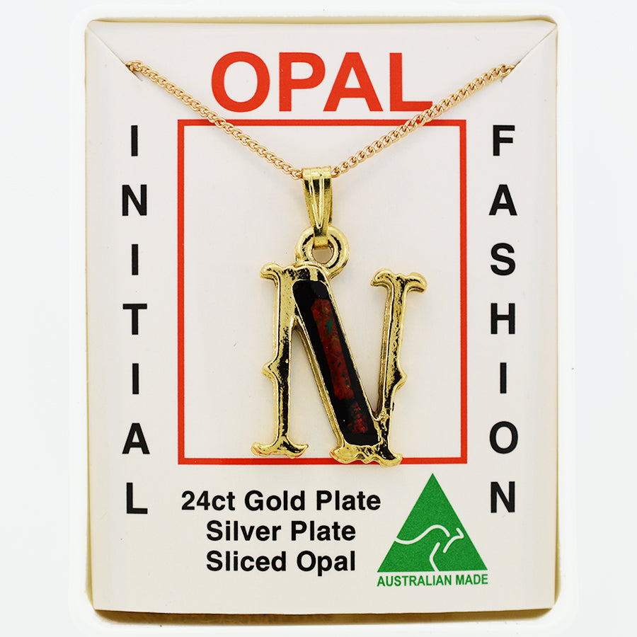 Opal Slice Necklace Yellow Gold Plated OPSP-NG