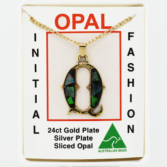 Opal Slice Necklace Yellow Gold Plated OPSP-QG
