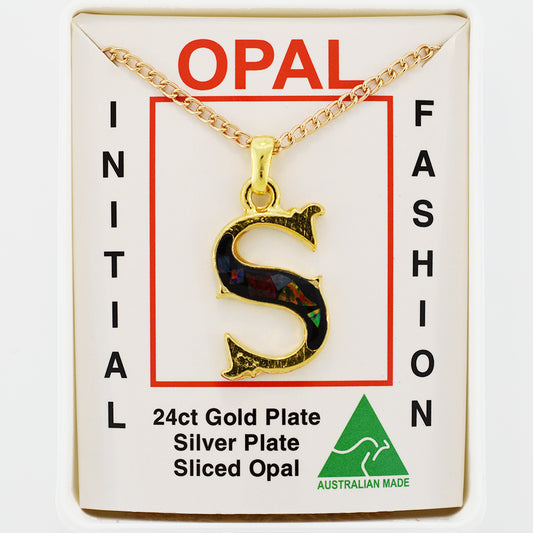 Opal Slice Necklace Yellow Gold Plated OPSP-SG