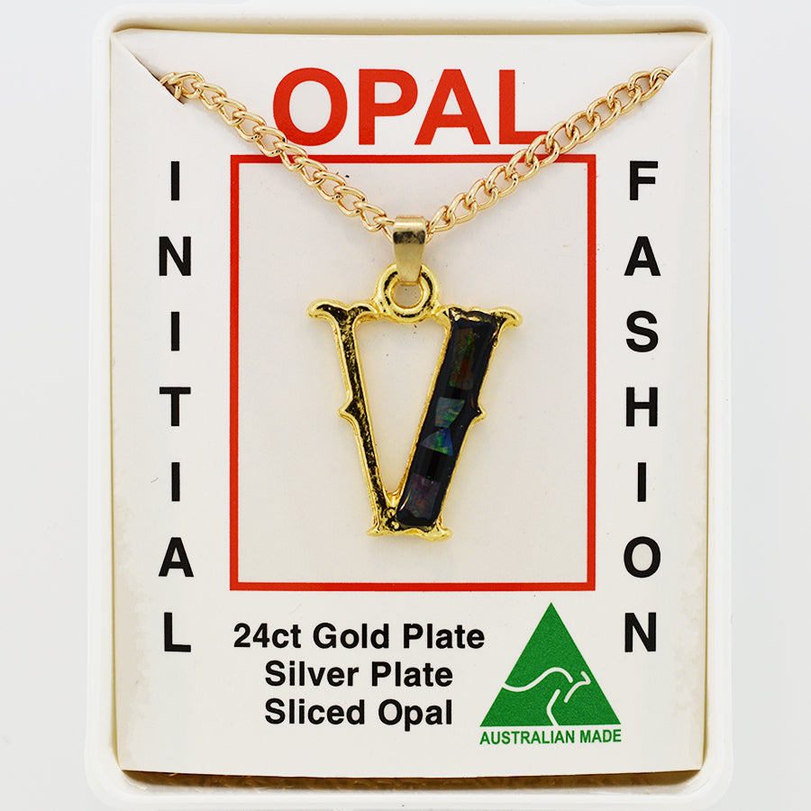 Opal Slice Necklace Yellow Gold Plated OPSP-VG