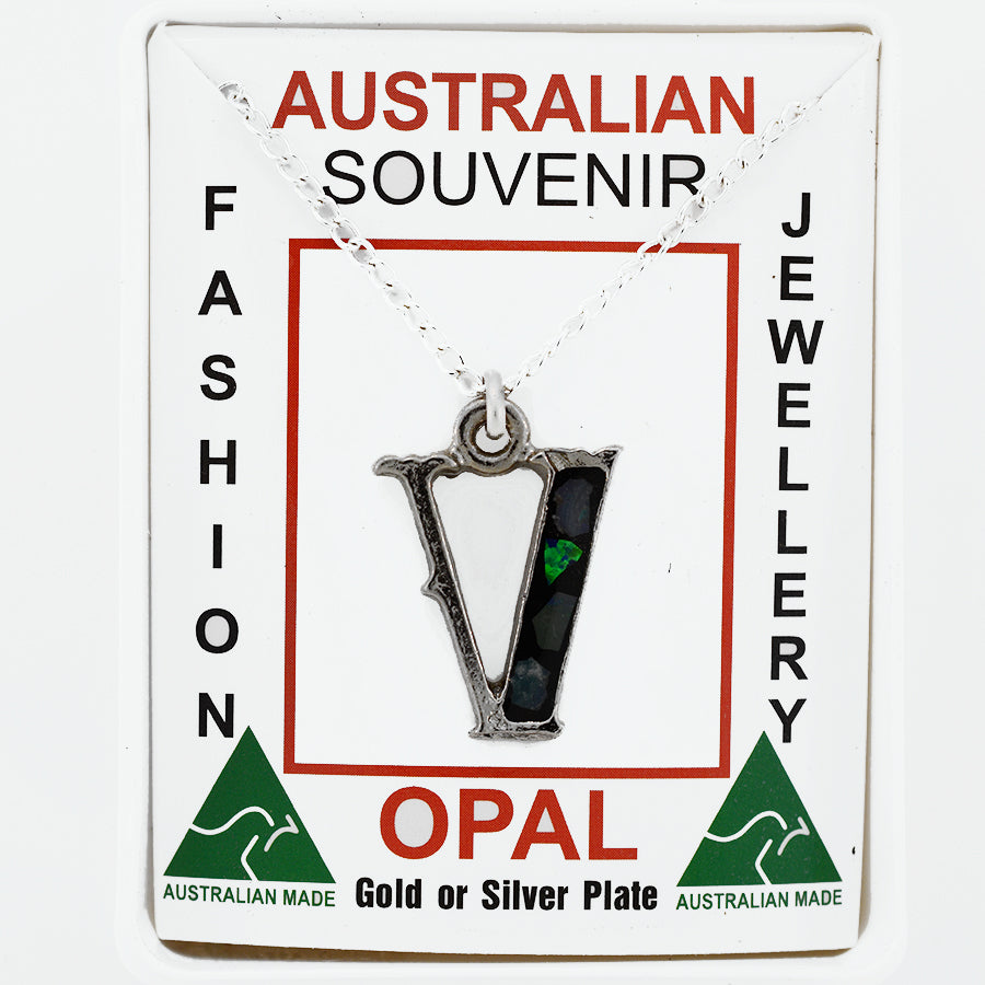 Opal Slice Necklace Silver Plated OPSP-VR