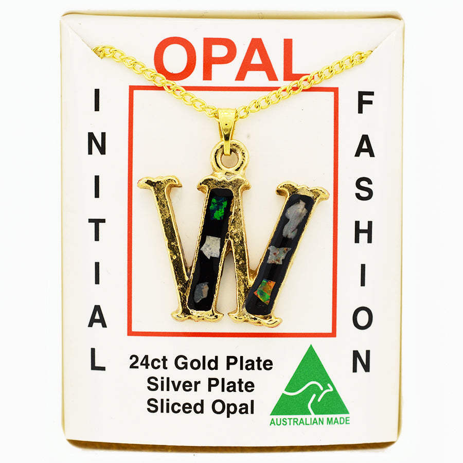 Opal Slice Necklace Yellow Gold Plated OPSP-WG