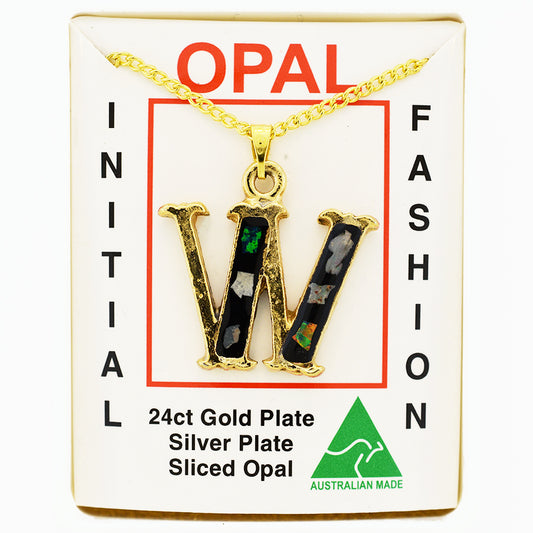 Opal Slice Necklace Yellow Gold Plated OPSP-WG