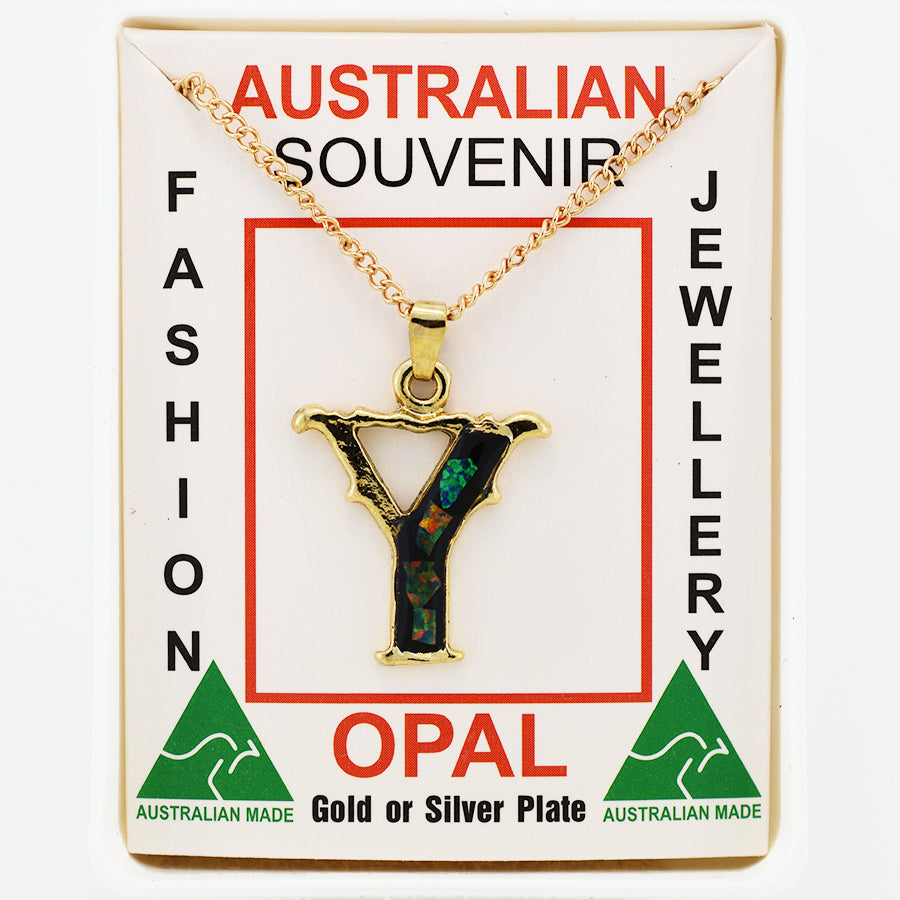 Opal Slice Necklace Yellow Gold Plated OPSP-YG