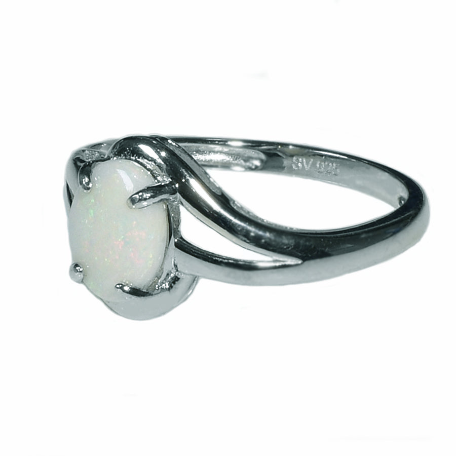 Sterling Silver Solid Light Opal Ring OR0004SR (SIZE M/6)