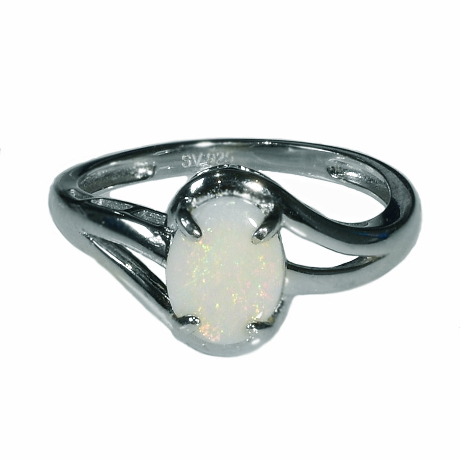 Sterling Silver Solid Light Opal Ring OR0004SR (SIZE M/6)