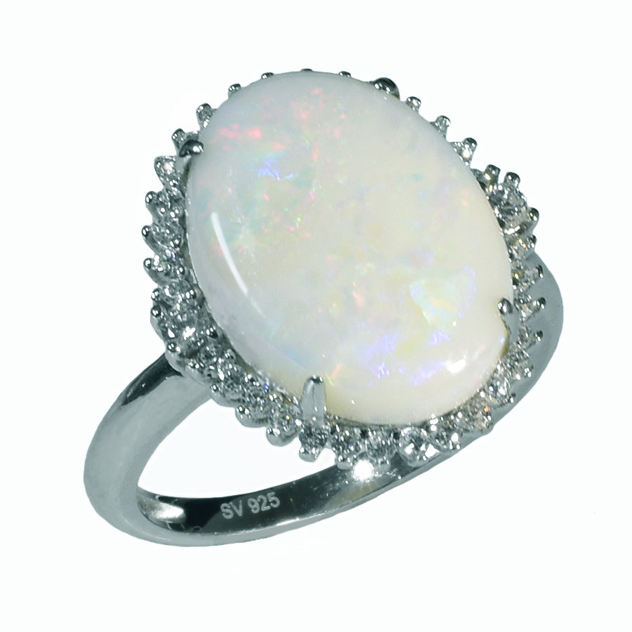 Large Sterling Silver Solid OPAL RING OR0016SR (SIZE Q/8)