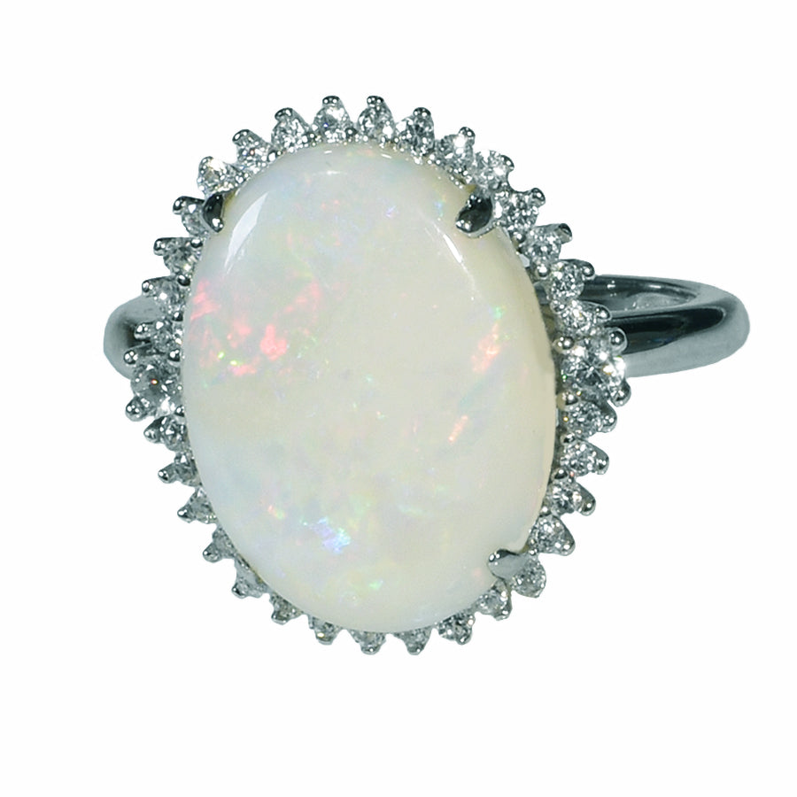 Large Sterling Silver Solid OPAL RING OR0016SR (SIZE Q/8)