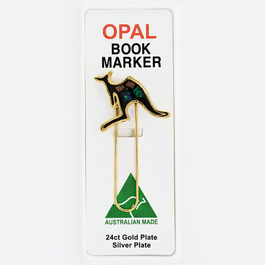 Opal Slice Book Marker Yellow Gold Plated OSBM103G-jumping kangaroo