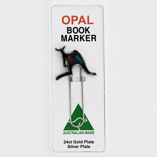 Opal Slice Book Marker Silver Plated OSBM103R-jumping kangaroo