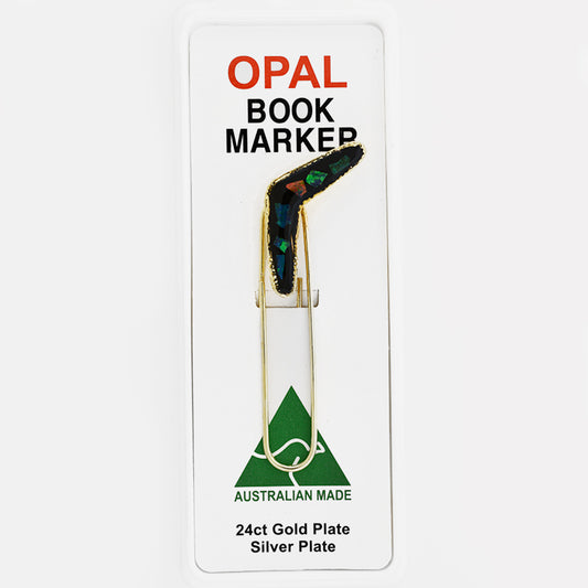 Opal Slice Book Marker Yellow Gold Plated OSBM105G-boomerang