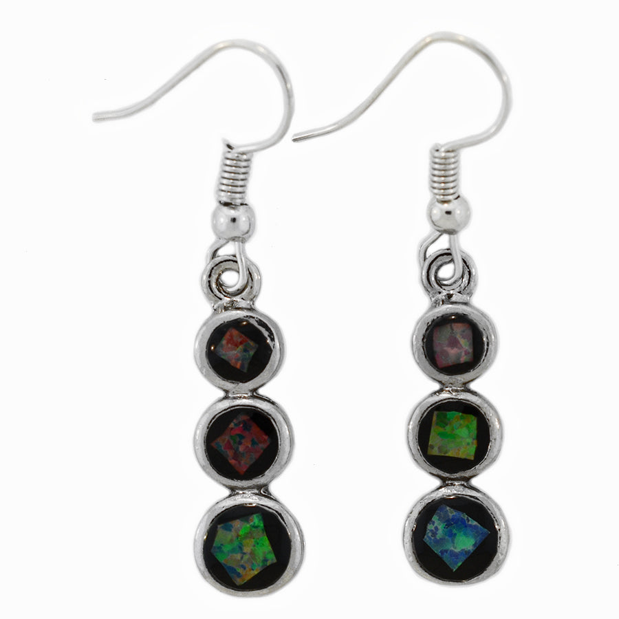 Opal Slice Earrings Silver Plated OSE-Hooks3RingsR