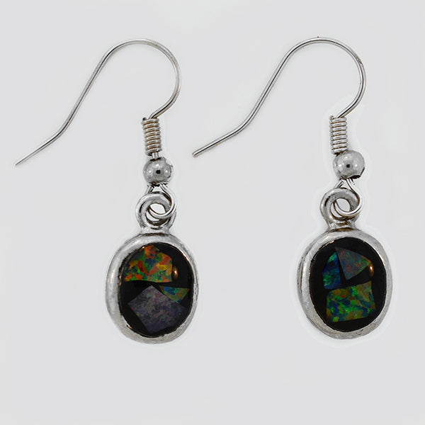 Opal Slice Earrings Silver Plated OSE-Hooks(9x7)R
