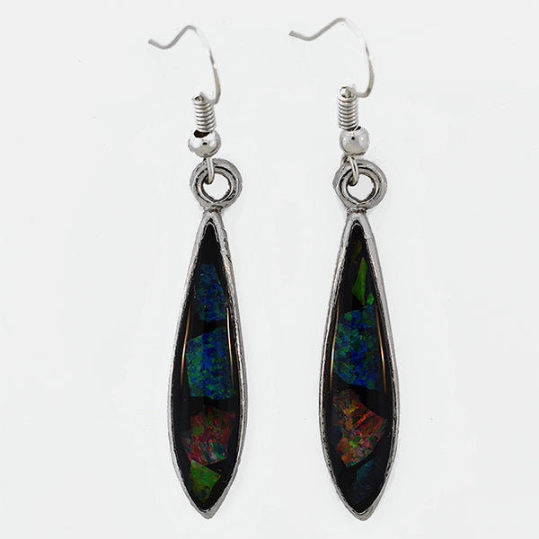 Opal Slice Earrings Silver Plated OSE-HooksLargeDropR