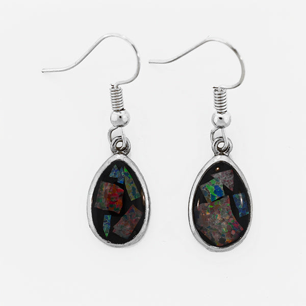 Opal Slice Earrings Silver Plated OSE-HooksTearDropR