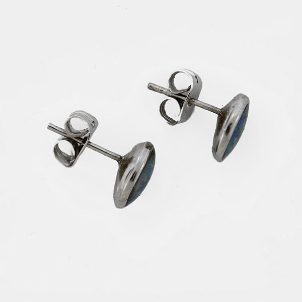 Opal Slice Earrings Silver Plated OSE-Stud(7x5)R