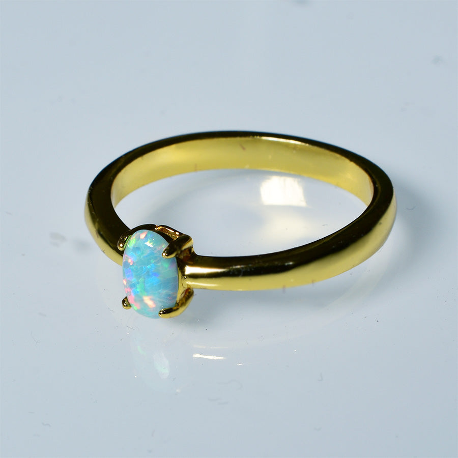 STERLING SILVER 18k GP SOLID OPAL RING (Sizes available US 5,6,7,8)