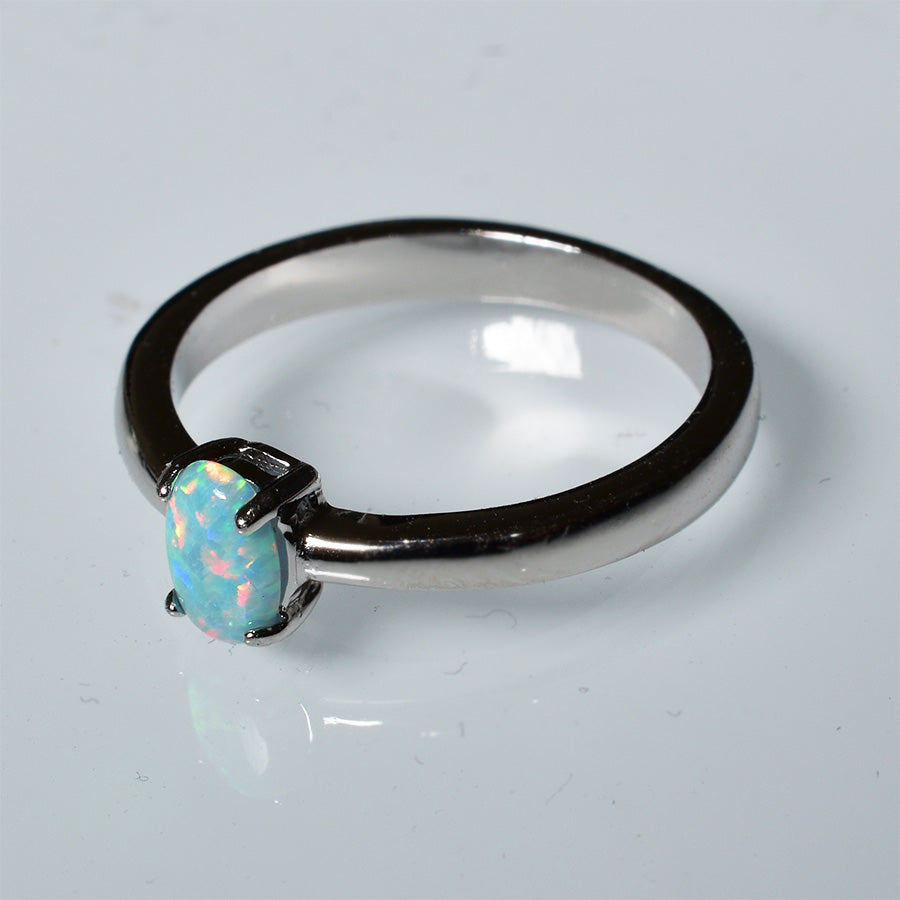 Sterling Silver Solid Opal Ring (Sizes available US 5,6,7,8