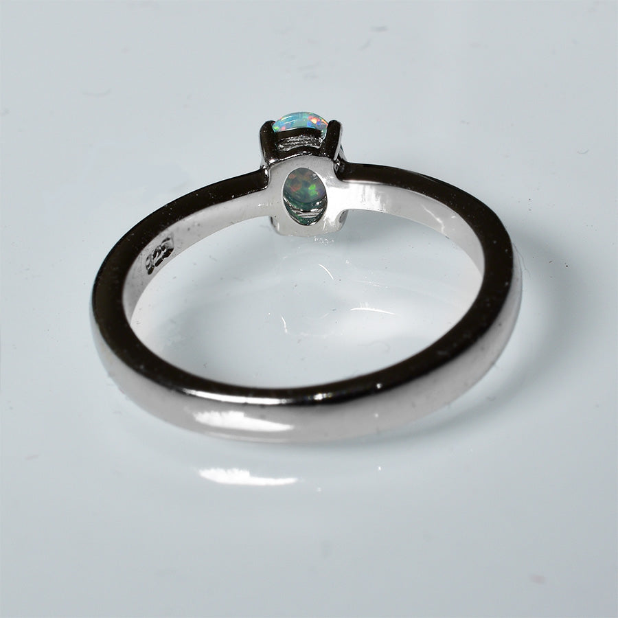 Sterling Silver Solid Opal Ring (Sizes available US 5,6,7,8)