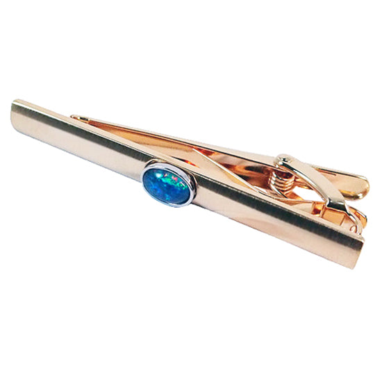 Black Triplet Opal Tie Bar 18k Yellow GP TB1 TG 7x5