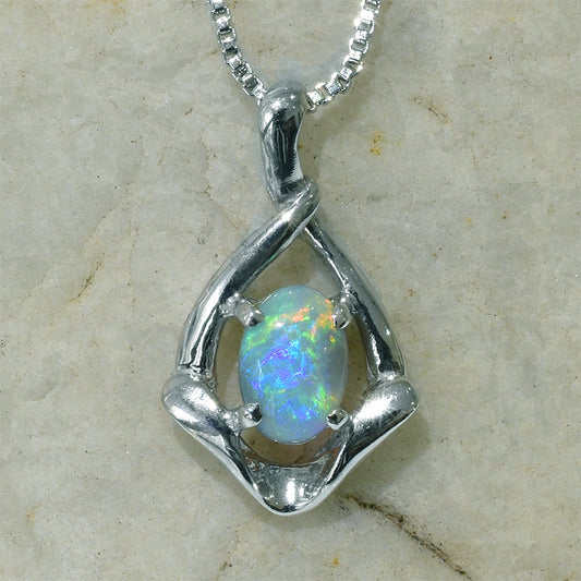 Black Solid Opal 18K White Gold Pendant 18KW-OPB021