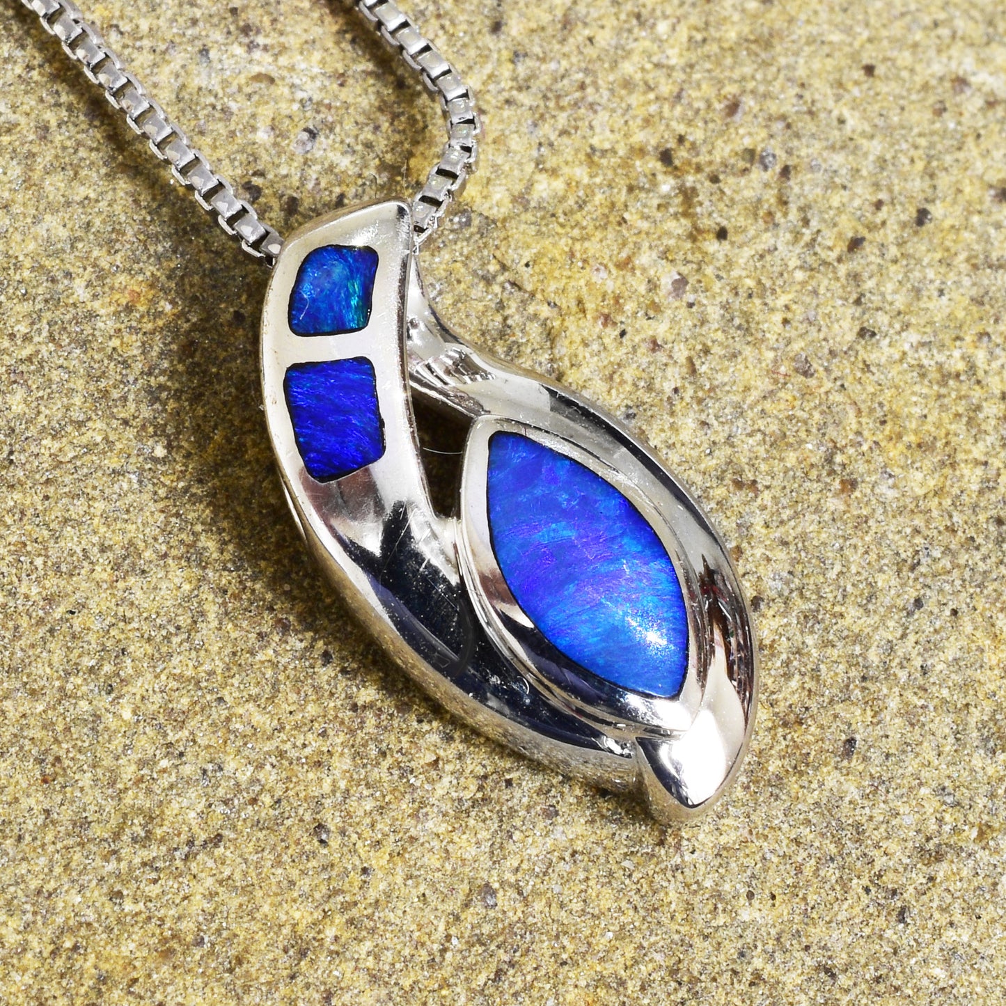 Inlay Opal Sterling Silver Necklace INLOP-001-1