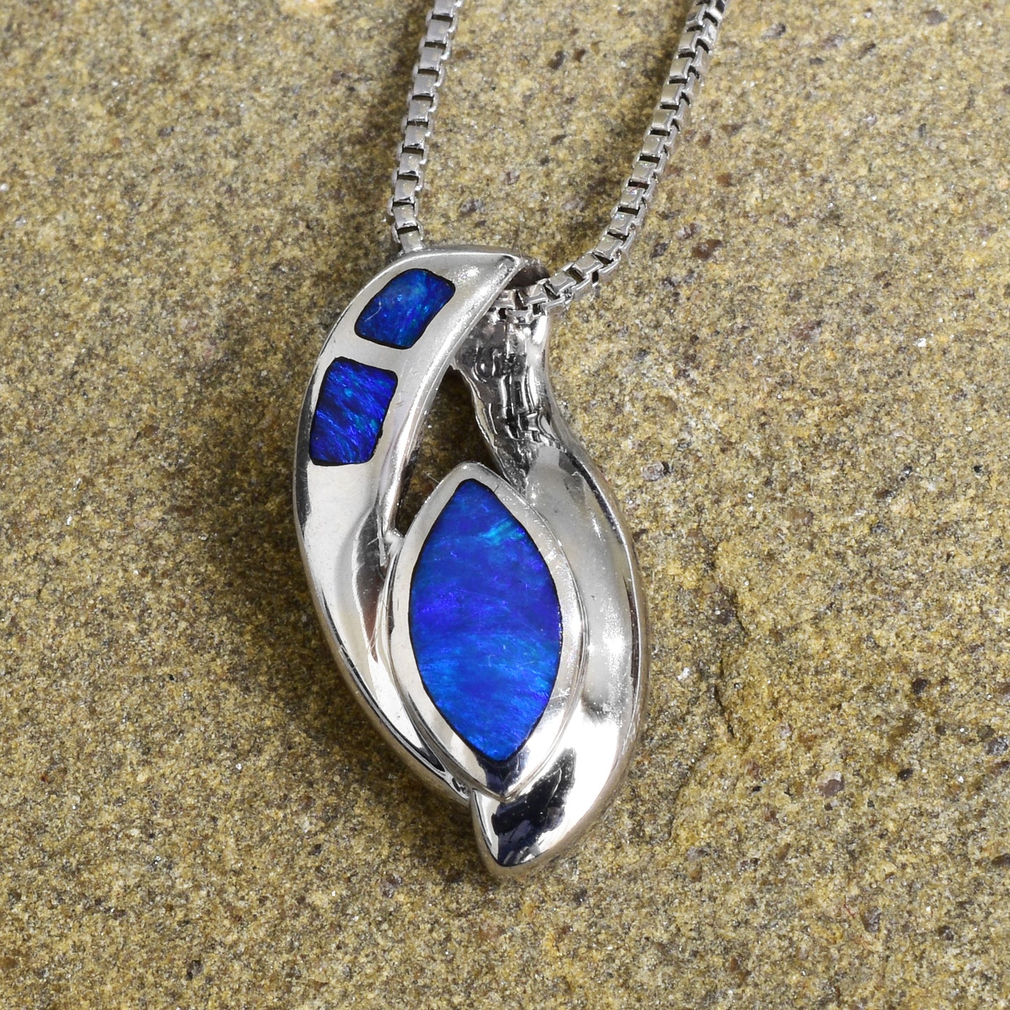 Inlay Opal Sterling Silver Necklace INLOP-001-1