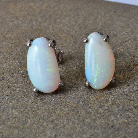 Sterling Silver Solid Light Free Form Opal Earrings OEFF-001SR