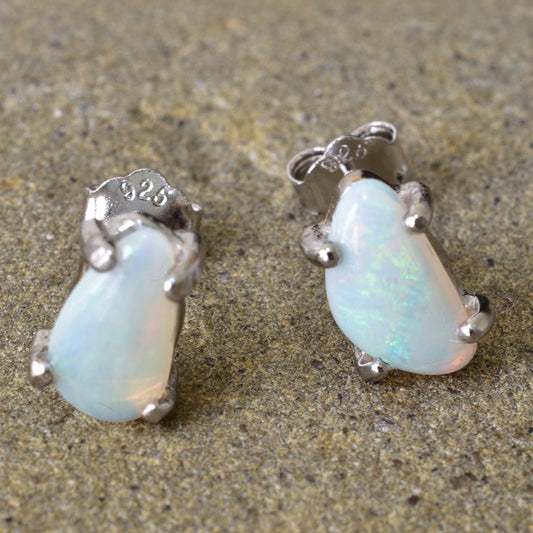 Sterling Silver Solid Light Free Form Opal Earrings OEFF-003SR