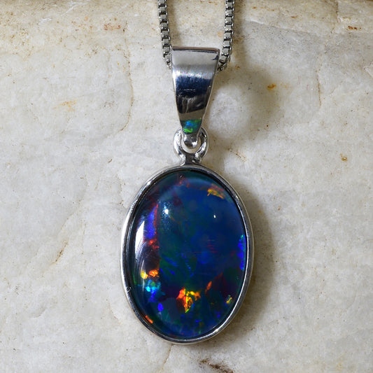 Sterling Silver Triplet Opal Necklace ANOP-101TR  (14x10mm opal)