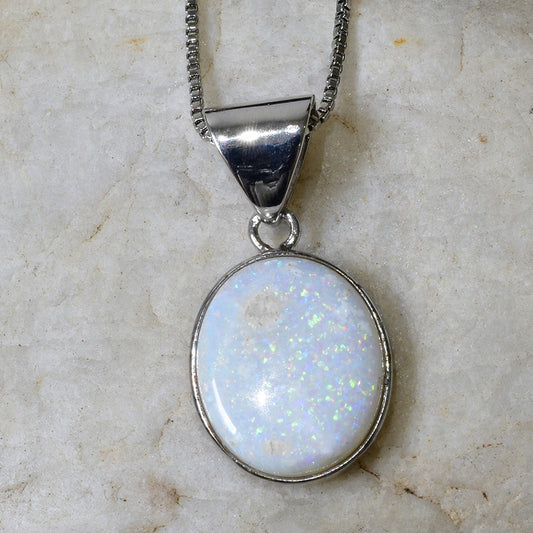 Solid Light Opal Sterling Silver Necklace ANWO-102SR