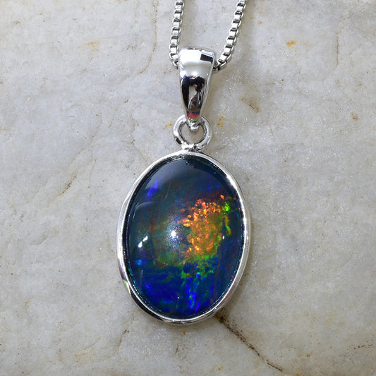Sterling Silver Triplet Opal Necklace ANOP-103TR  (14x10mm opal)