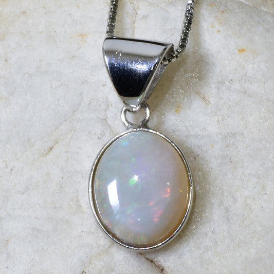 Solid Light Opal Sterling Silver Necklace ANWO-104SR