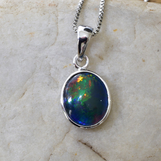 Sterling Silver Triplet Opal Necklace ANOP-104TR  (11x9mm opal)