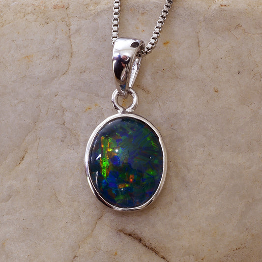 Sterling Silver Triplet Opal Necklace ANOP-105TR  (11x9mm opal)