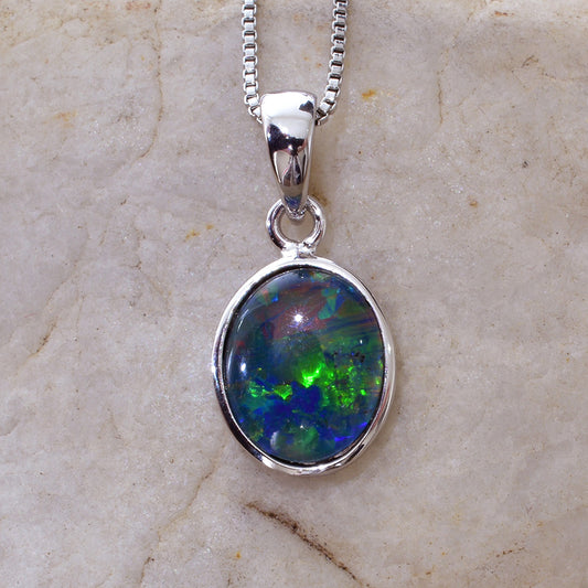 Sterling Silver Triplet Opal Necklace ANOP-106TR  (11x9mm opal)