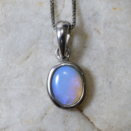 Solid Light Opal Sterling Silver Necklace ANWO-108SR