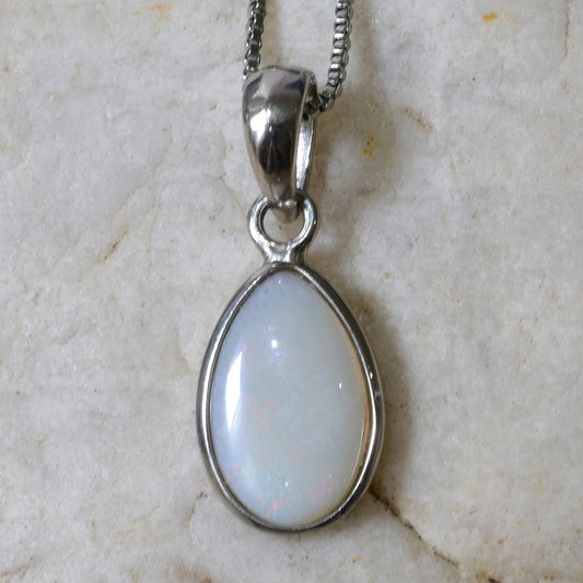 Solid Light Opal Sterling Silver Necklace ANWO-109SR