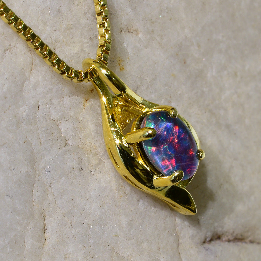 Triplet Opal Sterling Silver Necklace 18k GP OP0144TG