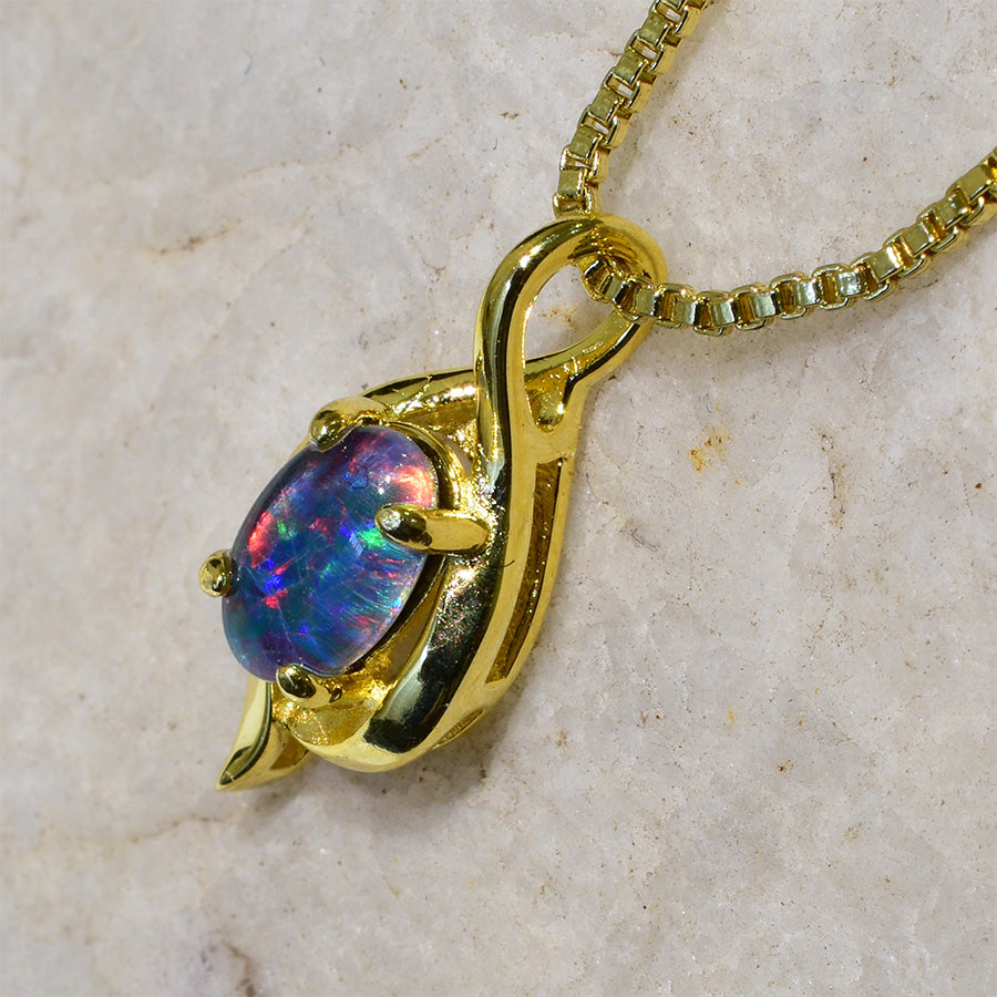 Triplet Opal Sterling Silver Necklace 18k GP OP0144TG