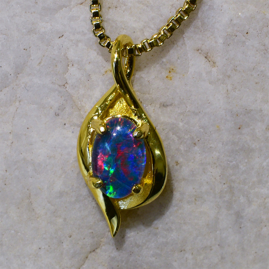 Triplet Opal Sterling Silver Necklace 18k GP OP0144TG