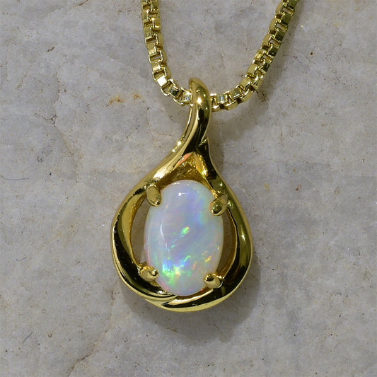Solid Light Opal Sterling Silver Necklace 18k GP OP0146SG