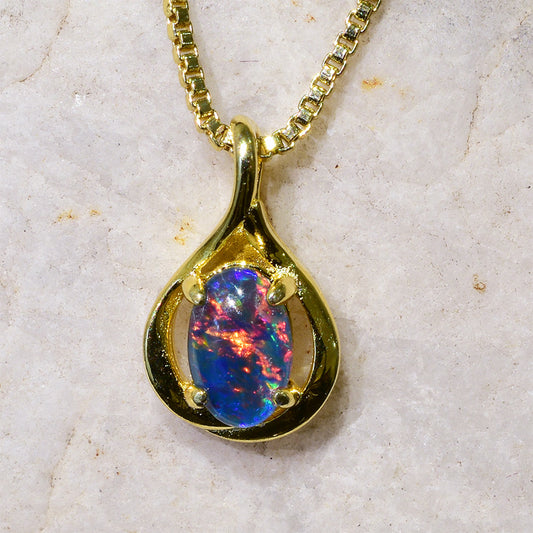 Triplet Opal Sterling Silver Necklace 18k GP OP0146TG