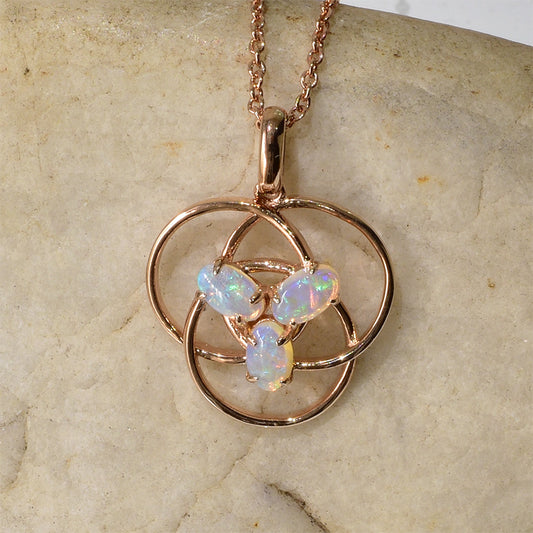 Solid Opal Sterling Silver Necklace Rose Gold Plated SNR5825-OSRG