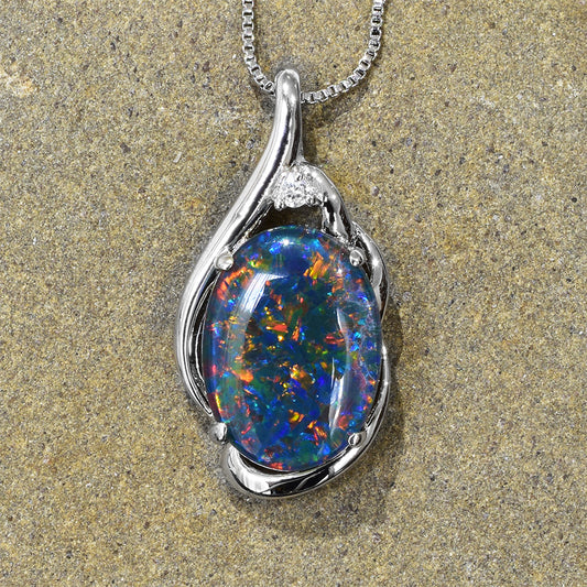 Large Triplet Opal Sterling Silver Necklace WJOP-004TR (18x13mm opal)